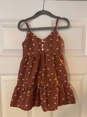 Bailey’s Blossoms Rust Brown Rainbow Print Sundress
